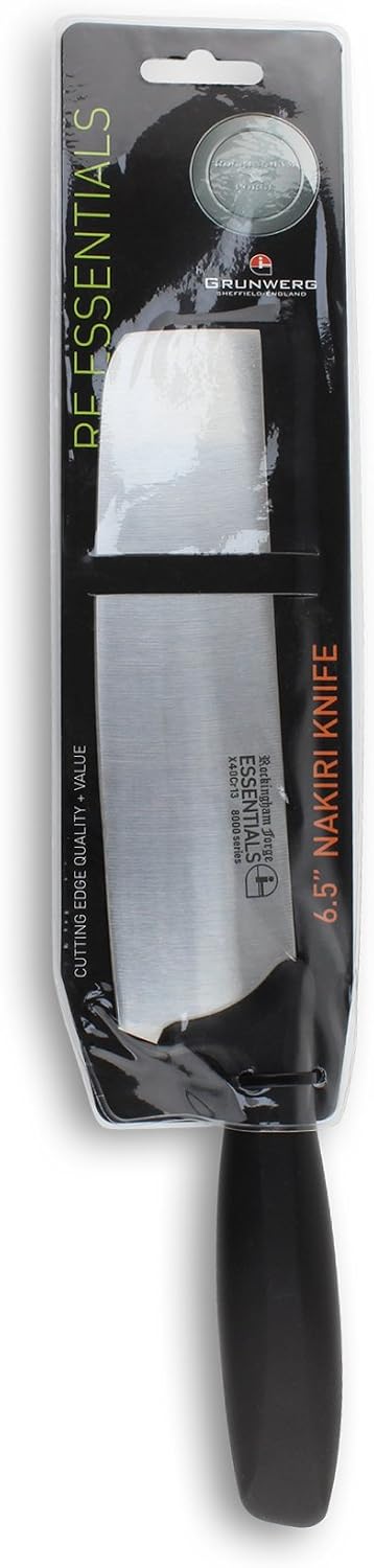 Rockingham Forge Range 17.5cm Nakiri Knife - Lightweight Sharp Stainless Steel Kitchen Knives with Black Handle - Image 3