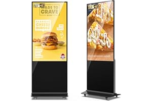 JASZDOT 32/43/55 Inch Digital Signage Display, LCD Screen Advertising Display Kiosk Interactive Totem Floor Standing Auto AD Player with USB/HDMI/WiFi Android OS (55'' Non-Touch)