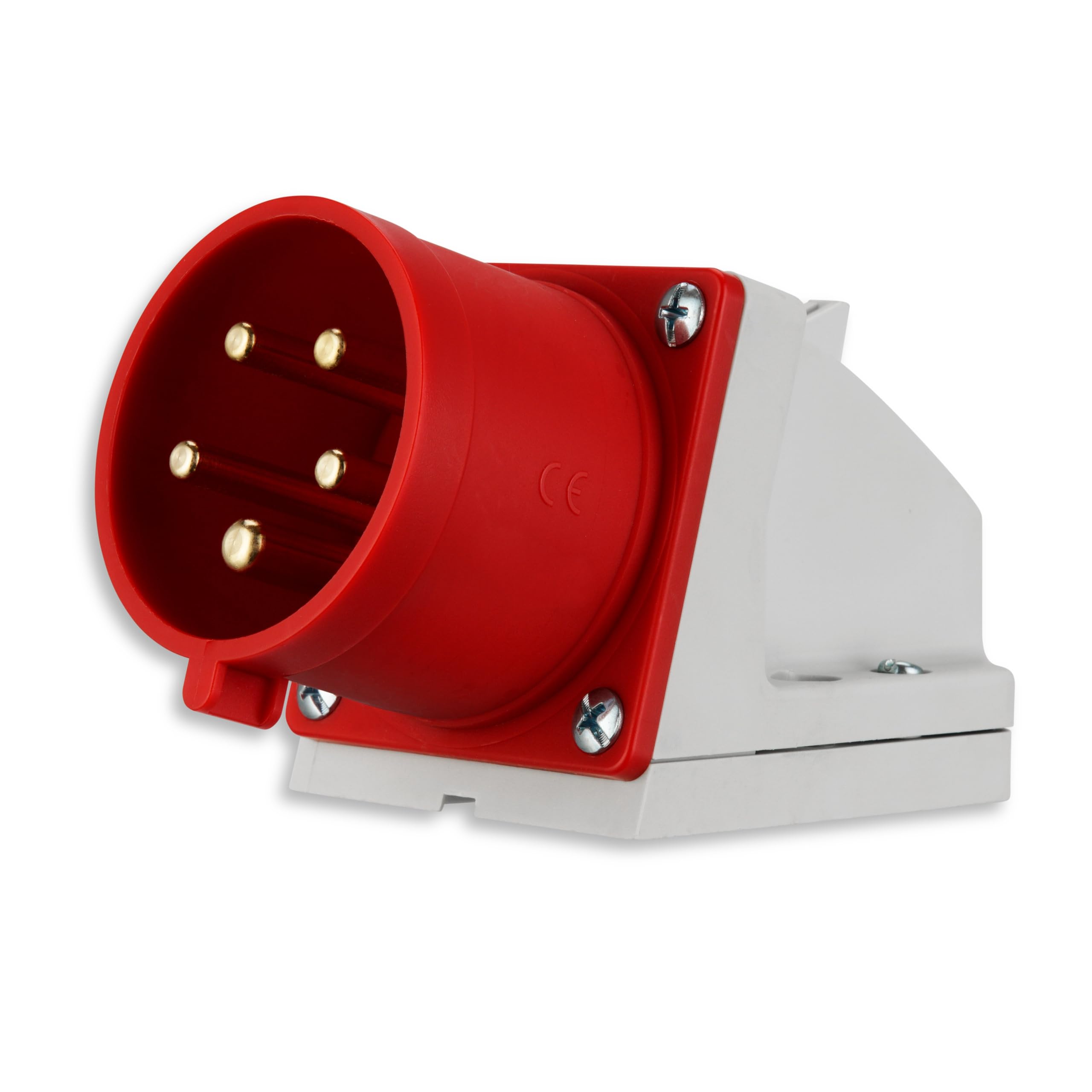 REV 0510622555 CEE Plug Wall Mounting, 400 V, 32 A, 5-Pin, 3P + N + PE, IP44, Red