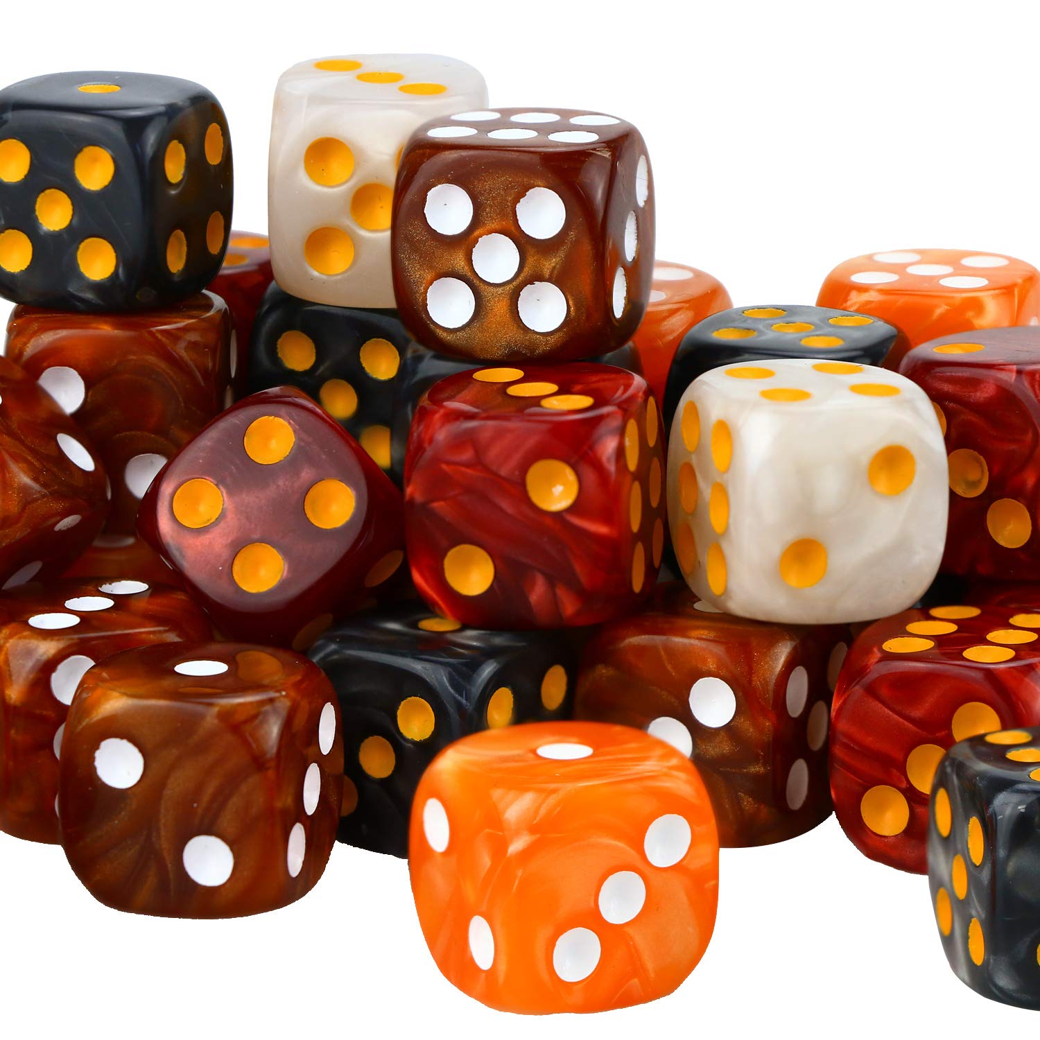 YOUSHARES 50 Pcs Multi-Color Dice Set - 16mm Acrylic, Pearl, Hexahedron D6 Dice - Perfect for Tenzi, Yahtzee, Farkle, Bunco