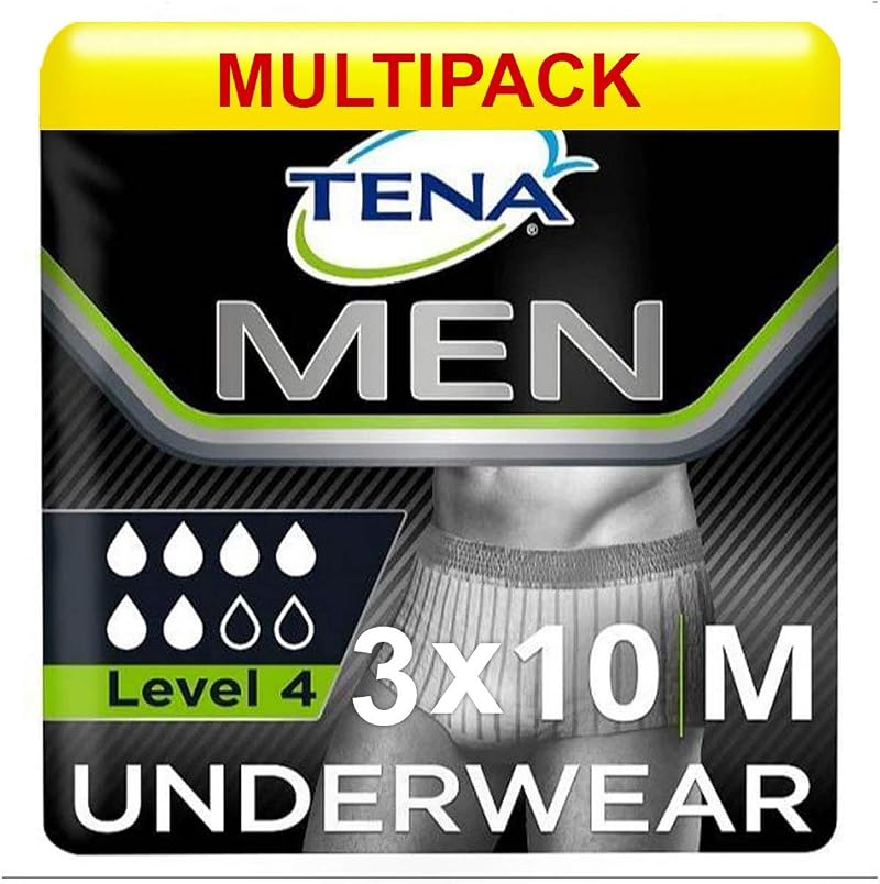 TENA Men Premium Fit Level 4 S/M - 3 Packs of 10 Protective Underwear