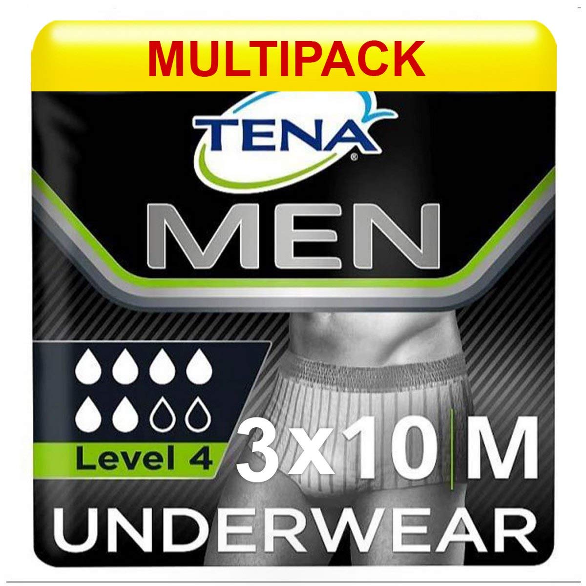 Tena Men Premium Fit Protective Underwear Level 4 - S/M (3 Packs of 10)