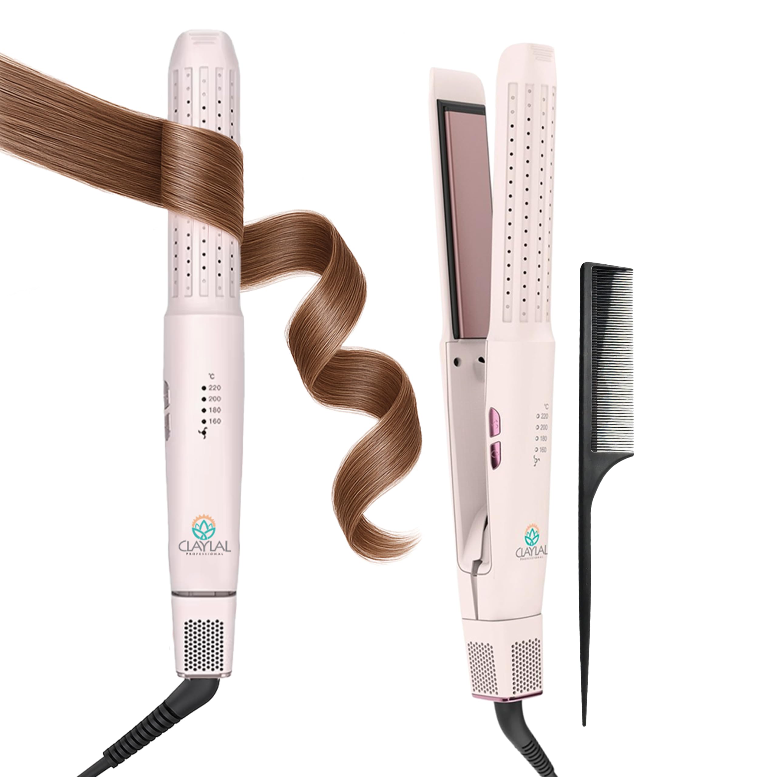 Photo 1 of Hair Straightener and Curler 2 in 1 – 360° Airflow Styler with Negative Iones - Flat Iron for Straightening and Curling Hair - Up to 430° F - Claylal Professional