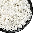 Edible White Pearls Sugar Sprinkles 120g/4.23 oz, Mix size Candy Pearl for Cake Decorating and Cupcake Toppers Cookie Decorations Ice Cream Topping Wedding Shower Party Valentines Halloween Christmas