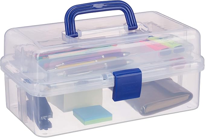 Cesta De Almacenaje De Plástico Con Asas | 26x40x30 Cm, Tipo Cestería, Color Azul - Para Baño, Salón O Dormitorio