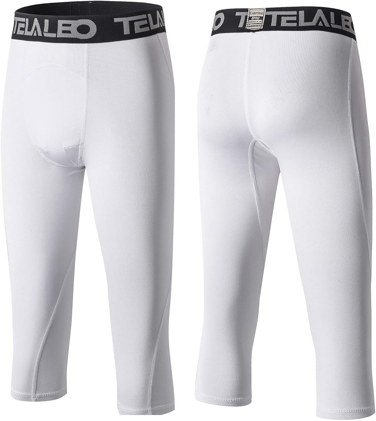 TELALEO Boys Youth Compression Pants Base Layer 3/4 Sports Tights Running Leggings Capris Kids for Workout Training: Clothing