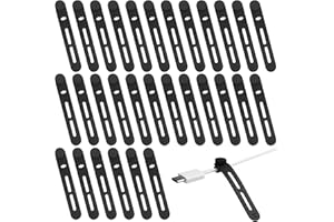 Silicone Cable Ties, 30 Pieces Reclosable Elastic Cord Tidier with Locking Clip Versatile Adjustable Wire Manager for Home Of