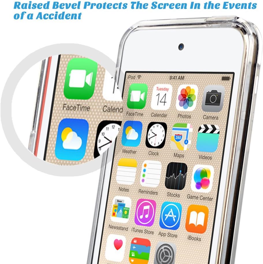 ULAK Soft TPU Bumper PC Back Hybrid Case for iPod Touch 6/iPod Touch 5/iPod Touch 7 - Retail Packaging - Clear Slim