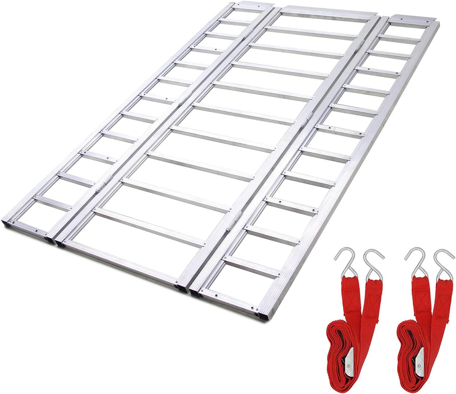 Ruedamann 85'' x 54'' Aluminum Tri-Fold Loading Ramp, Foldable Loading Ramp for Lawnmowers,ATVs,UTVs, Motorcycles,Trucks etc, Snowmobile Loading Ramp with Multi-use,Holds up to 1500 lbs