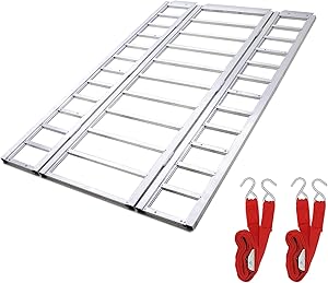 Ruedamann 85'' x 54'' Aluminum Tri-Fold Loading Ramp, Foldable Loading Ramp for Lawnmowers,ATVs,UTVs, Motorcycles,Trucks etc, Snowmobile Loading Ramp with Multi-use,Holds up to 1500 lbs
