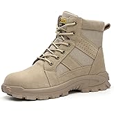DINGGU Steel Toe Boots for Men Comfortable Mens Work Boots Indestructible Construction Industrial Safety Boots