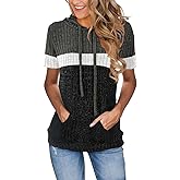 Womens Summer Tops Short Sleeve Hoodies for Women Spring Sweatshirts Casual T Shirts Fashion Tunics