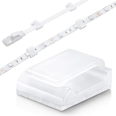 Sunity 100PCS Self Adhesive Cable Clips White for 10mm Wire Management