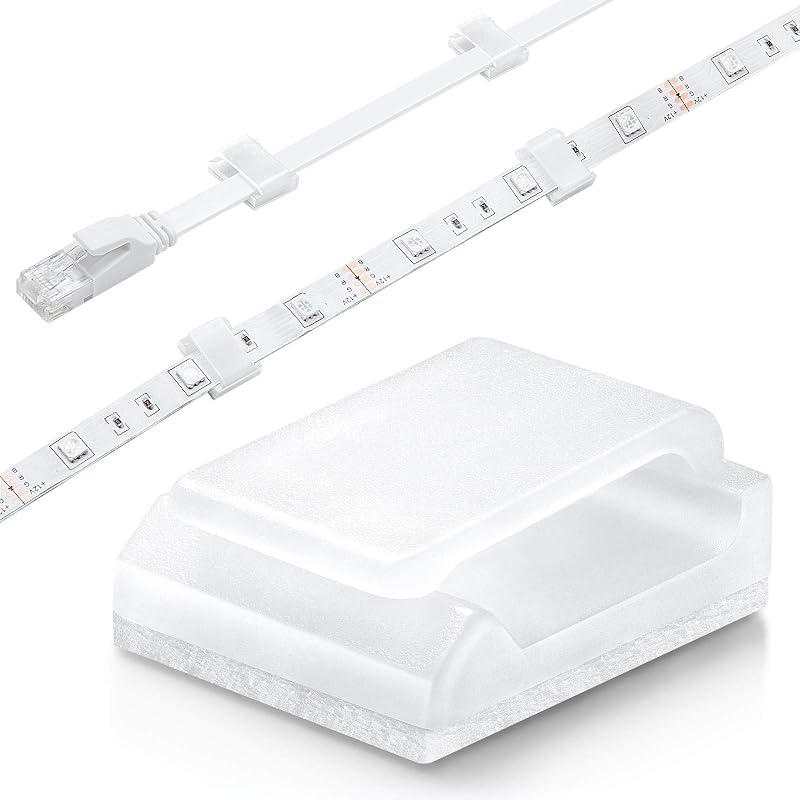 Sunity 100PCS Self Adhesive Cable Clips White for 10mm Wire Management