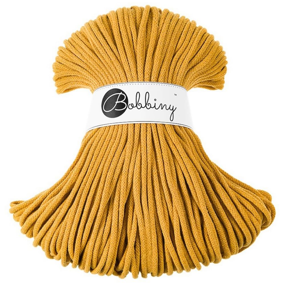 Bobbiny Premium 5mm Braided Macrame Cord (Mustard) 100m