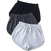 SOLY HUX Women's Drawstring Elastic Waist Summer Lounge Mini Shorts 3 Packs Running Short Pants