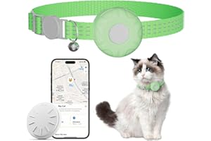 ZITTZ Cat Tracker,No Monthly Fee GPS Trackers for Cats,Pet Tracker Work with Apple Find My App(iOS Only),Real-Time Location Tracking,Cat Tracker GPS Collar with Safety Elastic Buckle-LightGreen