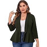 KOJOOIN Women Plus Size Casual Blazer Open Front Long Sleeve Work Office Cardigan Jackets