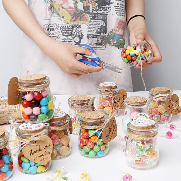 AIXIANG 30 SET 3.5 OZ GLASS JARS WITH CORK LID & AIRTIGHT SEAL – RUSTIC WEDDING FAVORS, BABY SHOWER GIFTS, CANDY & SPICE STORAGE – INCLUDES TWINE, LABELS (MULTI-PURPOSE, ECO-FRIENDLY)
