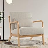 Aunekiv Modern Accent Chair with Pillow, Upholstered Mid-Century Accent Armchair, Comfy Wide Seat Reading Side Chair Adult wi