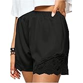 MakeMeChic Women's Satin Lace Shorts Y2k Mini Boxers Slip Shorts Lounge Bottoms Streetwear