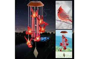 JOBOSI Cardinals Decorative Mobiles Gifts,Solar Wind Chimes, Gifts for Mom,Gifts for Women,Gifts for Grandma, Garden Courtyard Lawn Decoration, Thanksgiving Gifts, Decor Gifts for Christmas and New Year