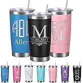 Busparst Personalized Tumbler 20oz Laser Engraved with Name - Customizable Stainless Steel Travel Mug, Double-Wall Insulated for Hot/Cold Drinks Gift for Men, Women