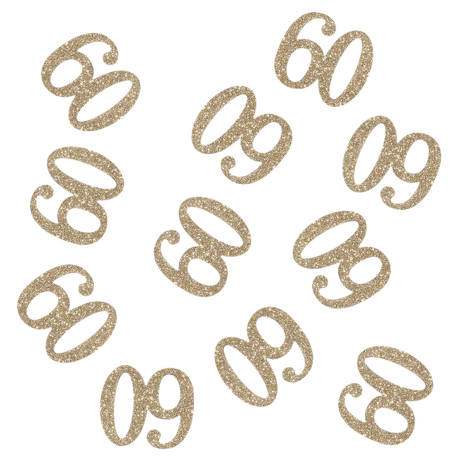 100 PCS Gold Glitter Number 60 Table Confetti 60th Birthday/Anniversary Celebrating Decorations