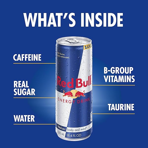 RED BULL ENERGY DRINK WITH 80MG CAFFEINE PLUS TAURINE & B VITAMINS, 8.4 FL OZ, PACK OF 12 CANS