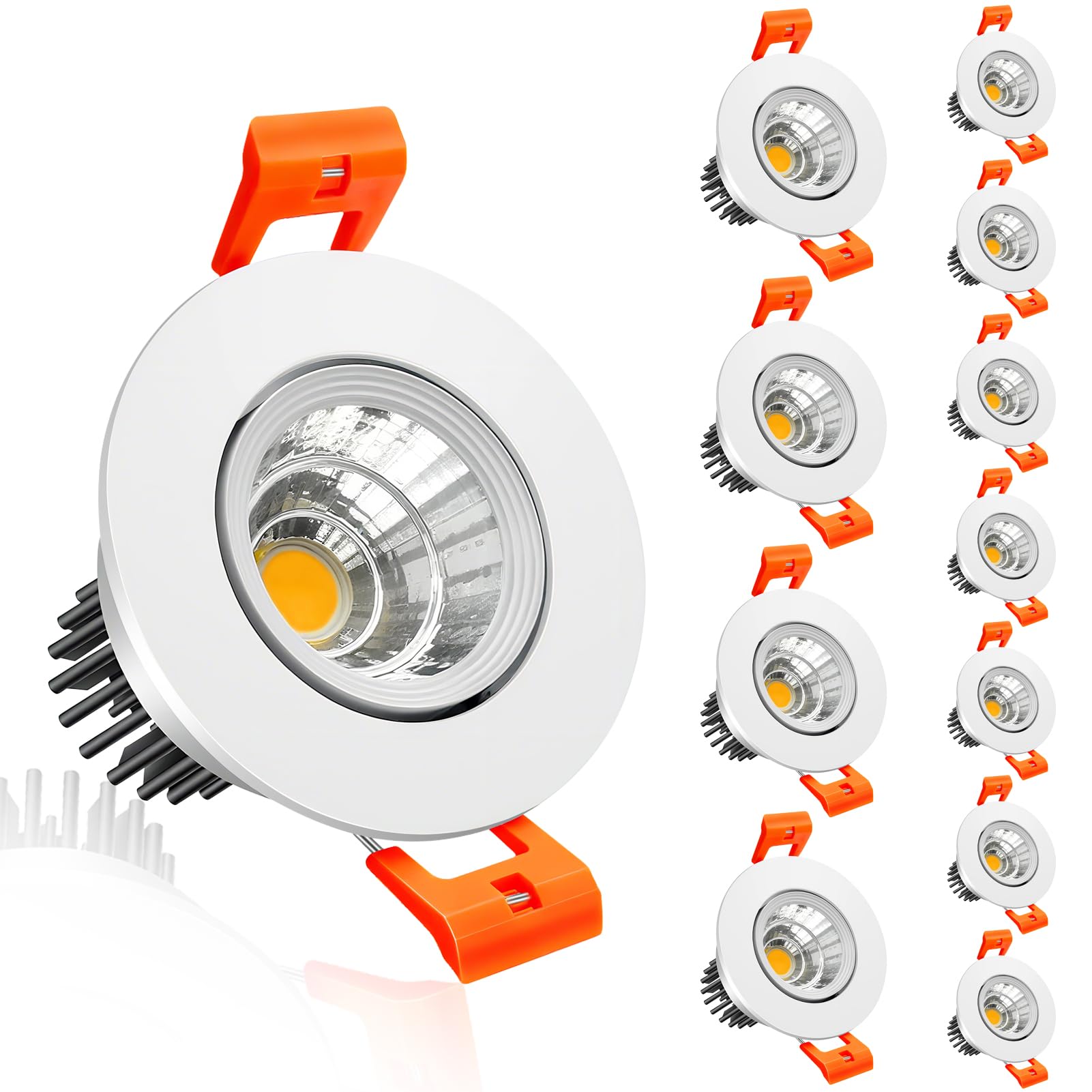 Photo 1 of inShareplus 2 Inch LED Downlight, 3W COB Dimmable Recessed Lighting, 4000K Natural White, CRI 80, LED Ceiling Lights with Driver, 12 Pack
