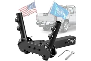 XYZHYAN Adjustable Angle Double Hitch Mount Flagpole Holder | All Metal Durable , Fits Standard 2" Trailer Hitch, Compatible 