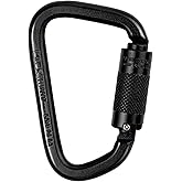 GDK2 Explorer CE Certified 50kN Screwgate Locking Carabiner in Size 4.33 x 2.68 inch, Heavy-Duty Carabiners for Climbing, Mountaineering, and Rappelling, Alloy Steel, Midnight Black,1 Pack