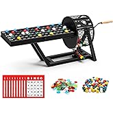 AugFir Professional Deluxe Bingo Game Set, Table Top Machine Bingo Sets Adults for Large Group, Newly Upgraded Bingo Cage and Balls Storage Bag for Adults Parties, Game Night, Community and Family