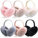 Yahenda 6 Pcs Winter Ear Muffs Foldable Women's Earmuff Fluffy Warm Earmuff Fuzzy Cute Adjustable Outdoor Ear Muff