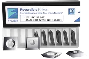 FHONK 12mm Square Straight Carbide Cutters, for Woodturning Replacement Cutter Knives, Fits Spiral, Helical Planer Cutter, Wood Lathe Turning Tool, 10-Piece (12x12x2.2-35°)