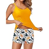 Yonique Two Piece Tankini Swimsuits for Women with Shorts Athletic Bathing Suits Tummy Control Swimwear