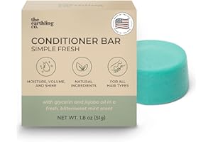 The Earthling Co. Conditioner Bar - Promote Hair Growth, Strengthen & Moisturize All Hair Types - Paraben & Sulfate Free formula with Natural Ingredients for Dry Hair (Simple Fresh, 1.8 oz)