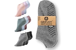 Gripjoy Grip Socks 3-Pack, Non Slip Socks for Yoga, Pilates, Barre, Dance
