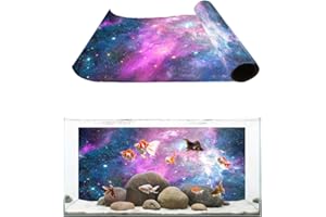 T&H XHOME T&H Home Aquarium Décor Backgrounds - Purple Outer Space Starry Sky Fish Tank Background Aquarium Sticker Wallpaper Decoration Picture PVC Adhesive Poster, 30.4" W x 12.4" H
