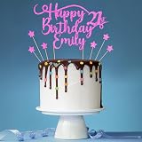 Cakeshop Personalised Happy Birthday Glitter Cake Topper Light Pink Name & Age view 3