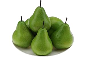 Gresorth 6pcs High Grade Fake Green Pear Decoration Artificial Realistic Fruit Simulation for Home Party Holiday Christmas Display