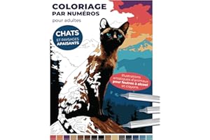 Coloriage par numéros pour adultes | Chats et paysages apaisants | Illustrations artistiques d’animaux pour feutres à alcool 