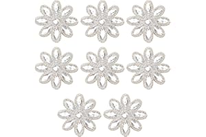 FINGERINSPIRE 8 Pcs Flower Hotfix Rhinestone Appliques 2.2x2 Diameter Iron on Crystal Patches White Flower Rhinestone Appliques Crystal Dress Belt Embellishment Applique for Women Bridal Party Dress