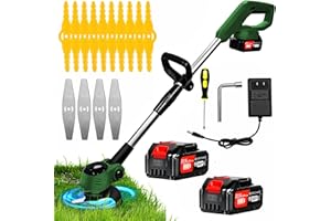 XBZZGMG Electric Weed Wacker Cordless, Electric Grass Trimmer 21V 4.0Ah Battery Powered Weed Trimmer, 3 in 1 Lightweight Brush Cutter/Edger/String Trimmer with 2 Types Blade & for Garden and Yard Lawn