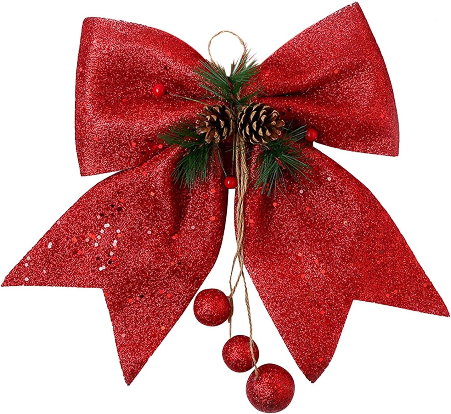 Bows & Ribbons - UMXOSM Christmas Wreath Bows, Large Glitter Christmas Tree Bows 10x12Inch Bowknot Garland Ties for Christmas Treetopper Xmas Decoration(Red)