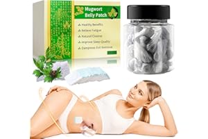 PUDOEN 60Pcs Mugwort Belly Patch, Natural Wormwood Essence Pills, Moxa Moxibustion Navel Wormwood Sticker, Belly Sticker, Navel Wormwood Sticker