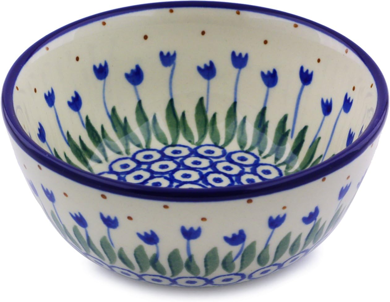 Polish Pottery Bowl 5-inch made by Ceramika Artystyczna (Water Tulip Theme)