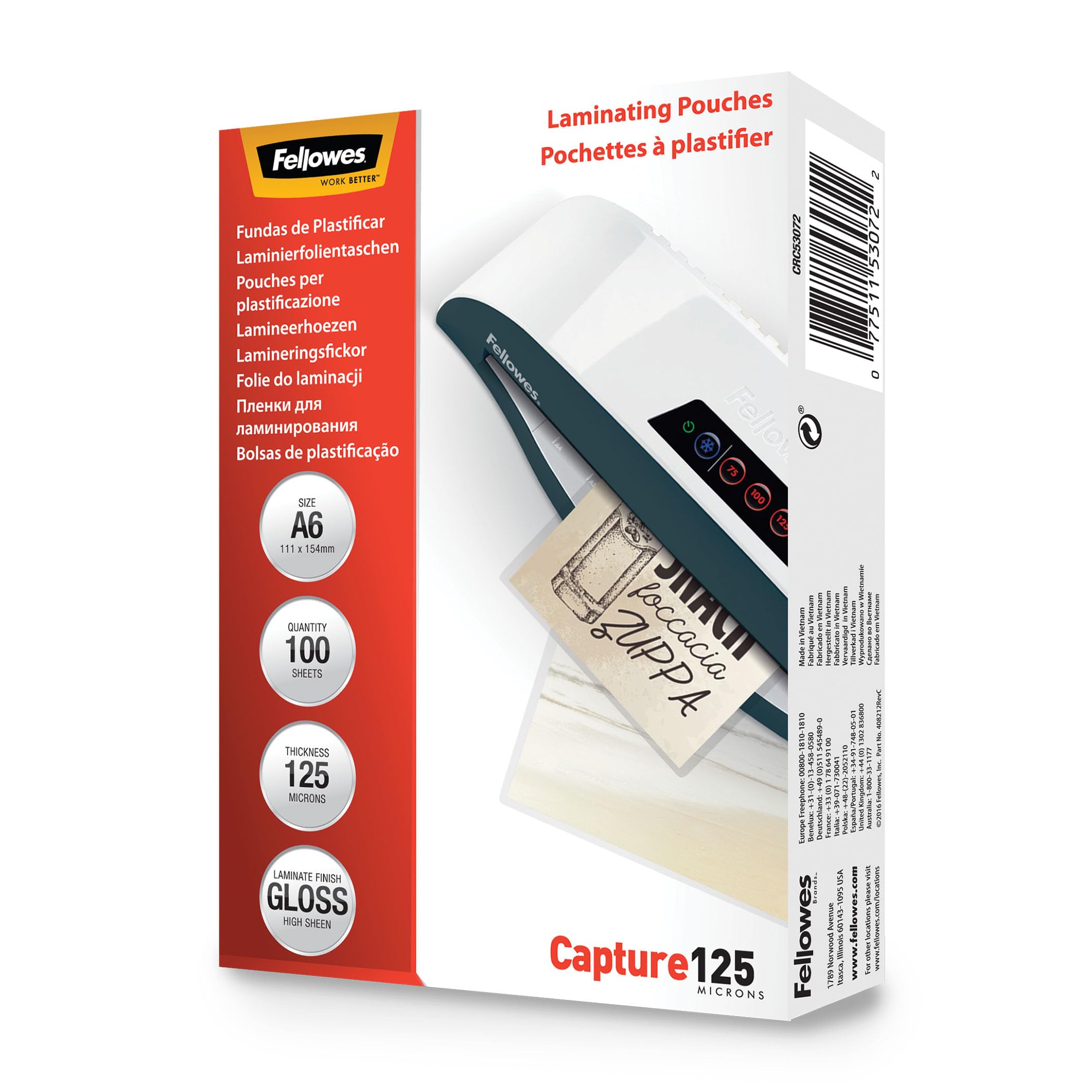 Fellowes 53072 A6 125Mic Pouch 100 Pack