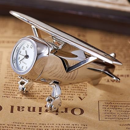 Bansons Power Airplane Silver Clock