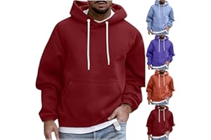 MFNDVD Mens Solid Color Pullover Hoodies Oversized Solid Sweatshirt Drawstring Hooded Sweater Men Fashion Shirts Streetwear